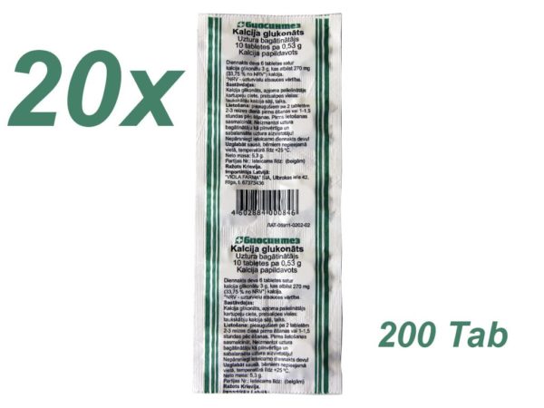 20 x 10 Tab Calciumgluconat 500 mg