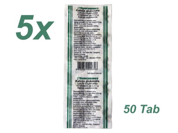 5 x 10 Tab Calciumgluconat 500 mg
