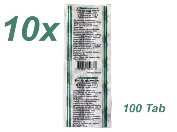 10 x 10 Tab Calciumgluconat 500 mg