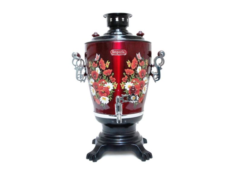 Samowar Imperia mit Teekanne schwarz/bordeaux 3,2 L