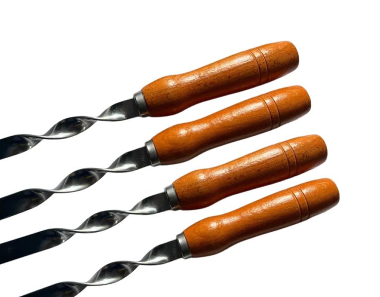 Grillspieße mit Holzgriff Edelstahl stärke 2 mm