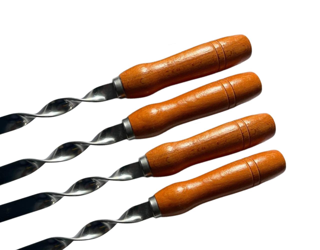 Grillspieße mit Holzgriff Edelstahl stärke 2 mm