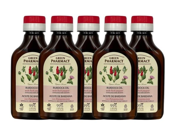 Klettenwurzelöl mit rotem PfefferHaaröl Haarwachstum 5 x 100 ml