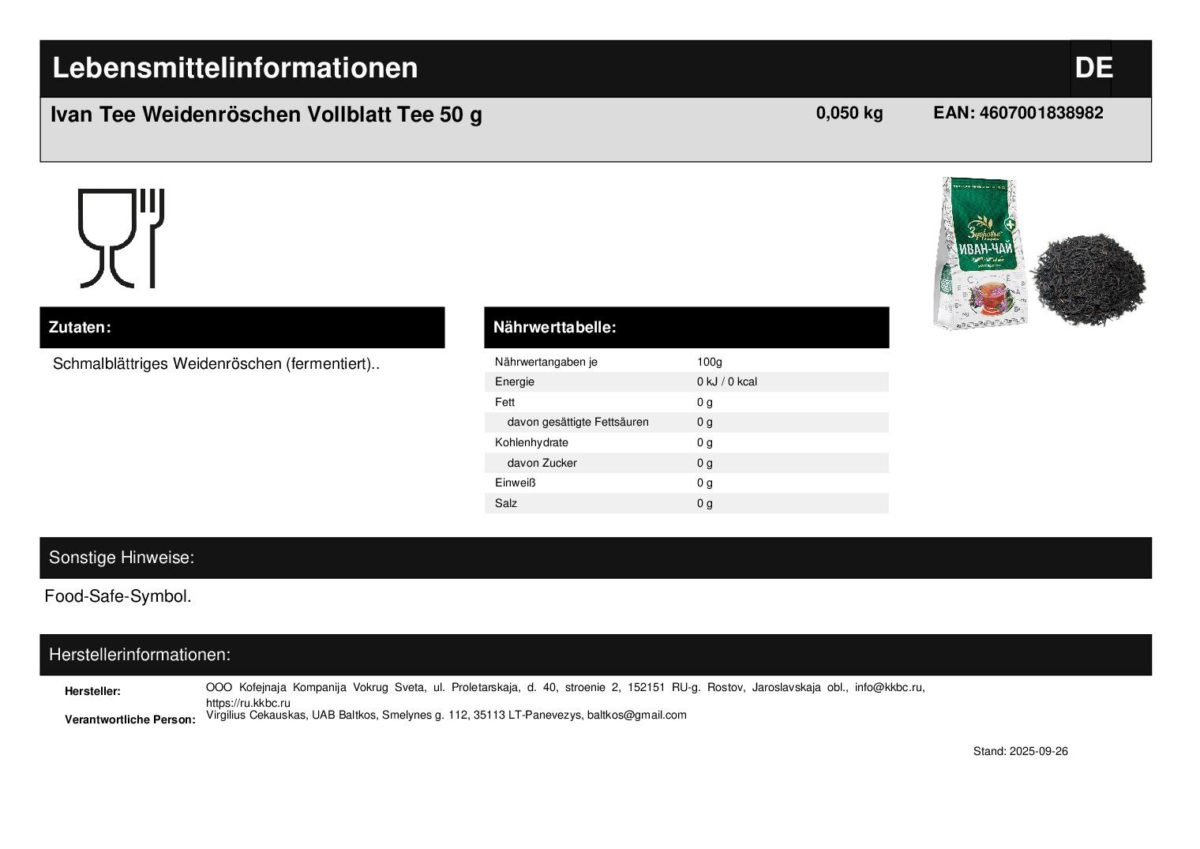 Ivan Tee Weidenröschen Vollblatt Tee 50 g