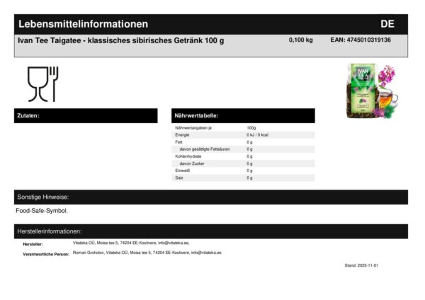 Ivan Tee Taigatee mit Kiefernknospen Tannennadeln fermentiert 100 g