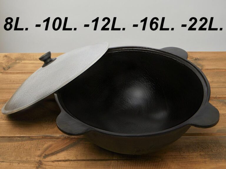 Kazan Namangan aus Gusseisen mit Alu-Deckel flacher Boden