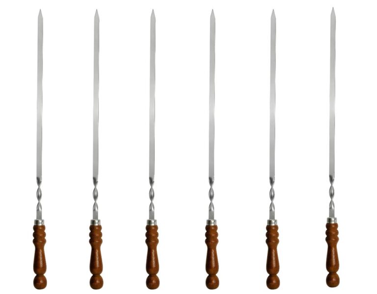 6 x Grillspießen mit Holzgriff - 60 cm Schaschlikspieße Grillspieß BBQ