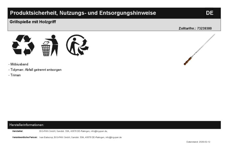 Grillspieße mit Holzgriff Schaschlikspieße Edelstahl Grillspieß 45cm, 50cm, 55cm BBQ