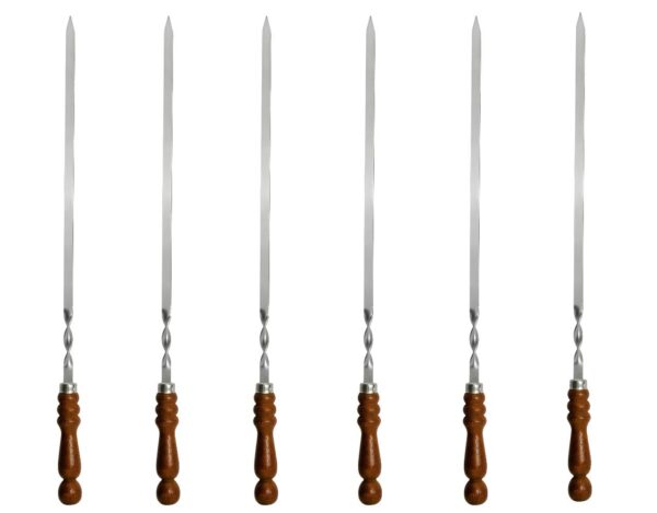 6 x Grillspießen mit Holzgriff - 60 cm Schaschlikspieße Grillspieß BBQ