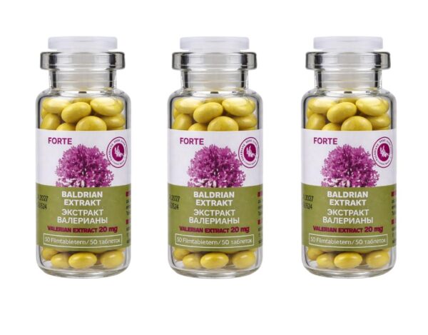 Baldrian Extrakt Forte 20 mg 3 x 50 Filmtabletten Valeriana ofticinalis L. Baldrianwurzel