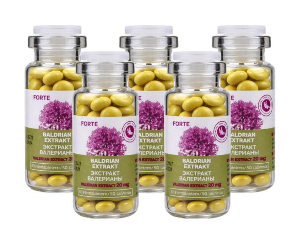 Baldrian Extrakt Forte 20 mg 5 x 50 Filmtabletten Valeriana ofticinalis L. Baldrianwurzel
