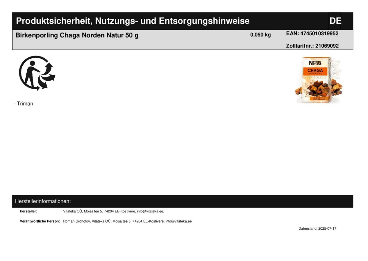 Birkenporling Chaga Schillerporling 50 g