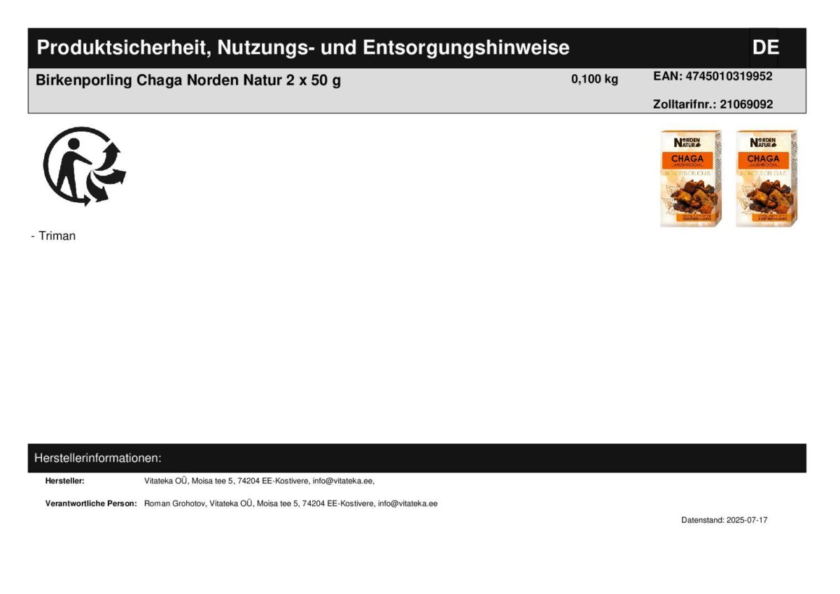 Birkenporling Chaga Schillerporling 2 x 50 g