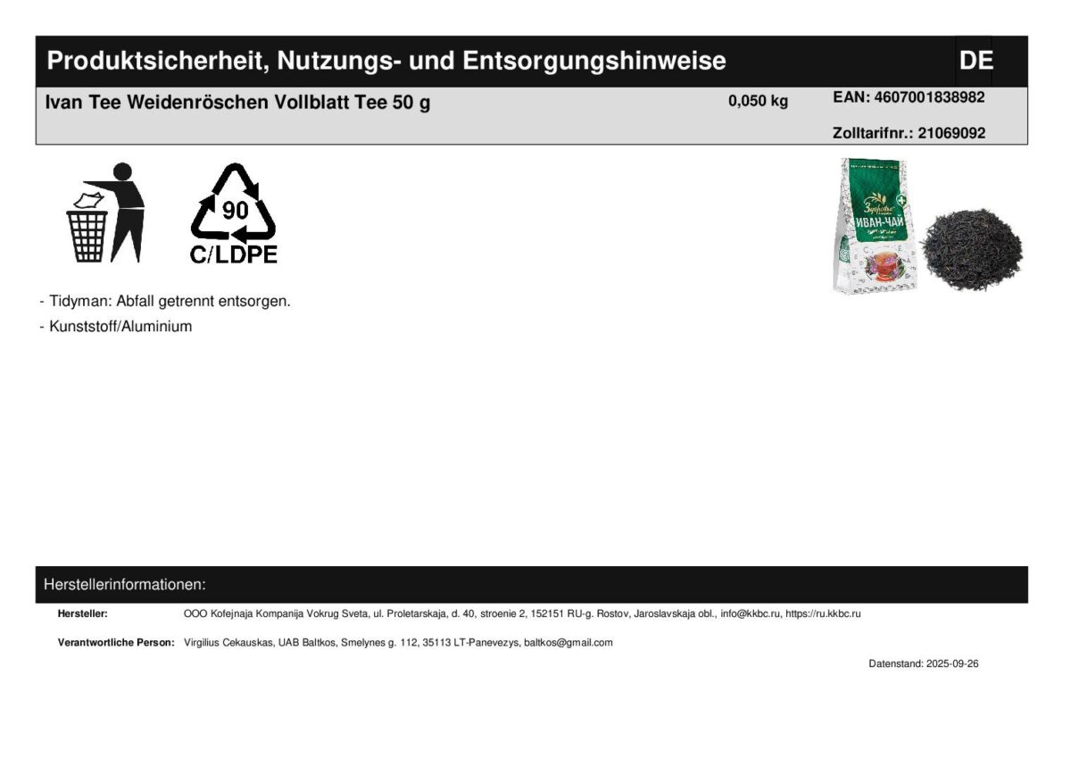 Ivan Tee Weidenröschen Vollblatt Tee 50 g