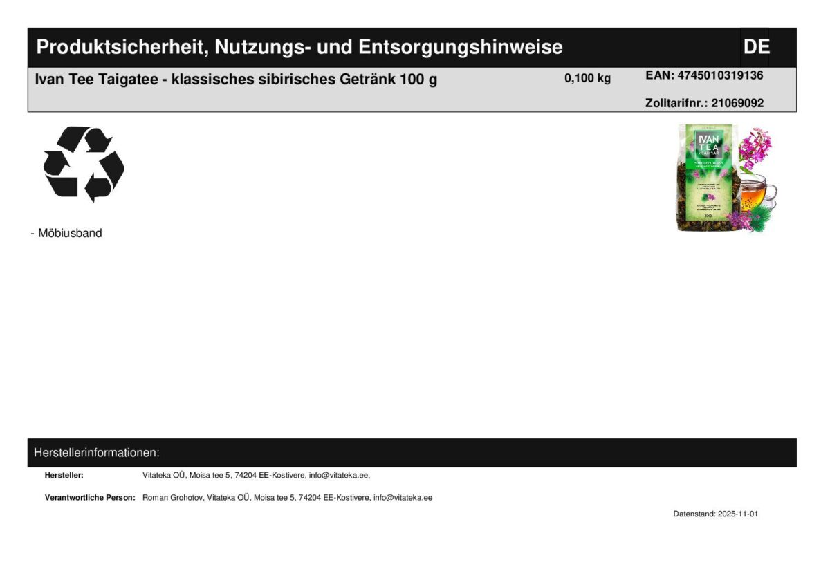 Ivan Tee Taigatee mit Kiefernknospen Tannennadeln fermentiert 100 g