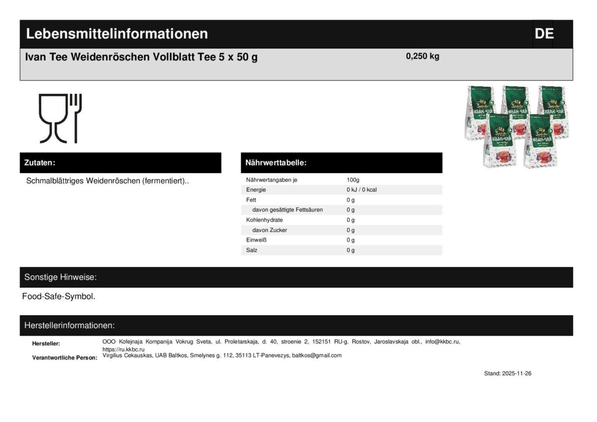 Ivan Tee Weidenröschen Vollblatt Tee 5 x 50 g