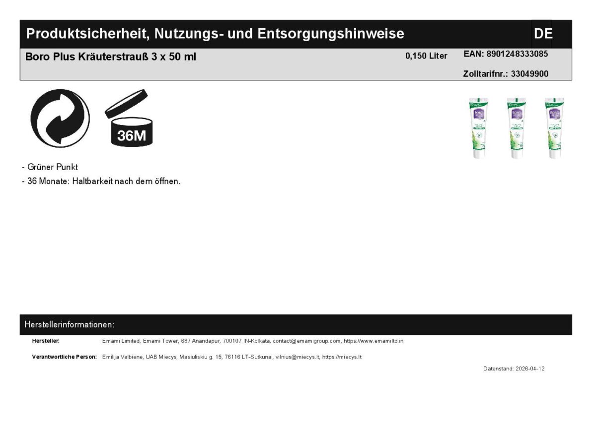 Boro Plus Herbal Bouquet Kräuterstrauß 3 x 50 ml