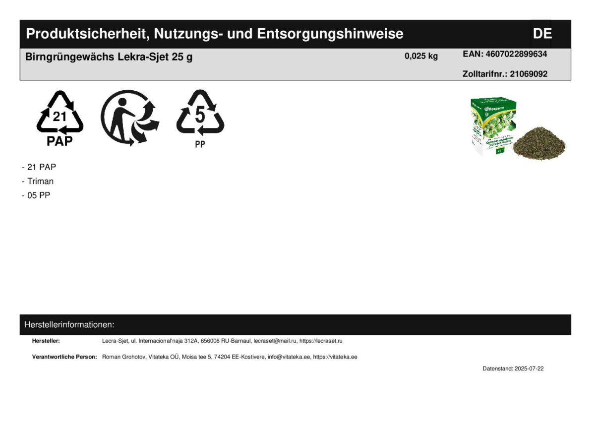 Birngrüngewächs Lekra-Sjet Orthilia secunda 25 g