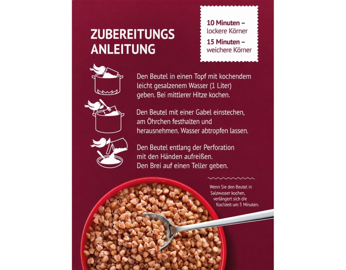 Buchweizen Uvelka Extra in Kochbeuteln 5 x 80 g 400 g Buckwheat