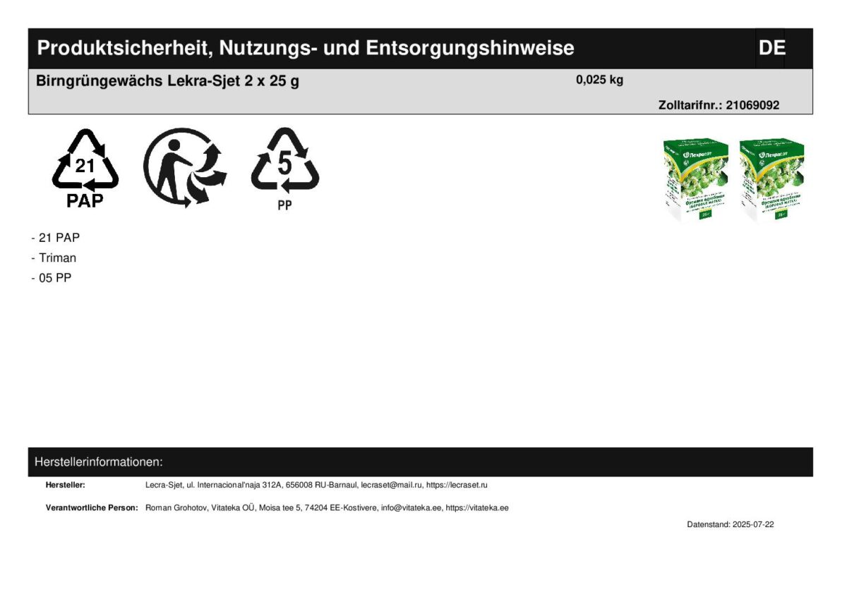 Birngrüngewächs Lekra-Sjet Orthilia secunda 2 x 25 g
