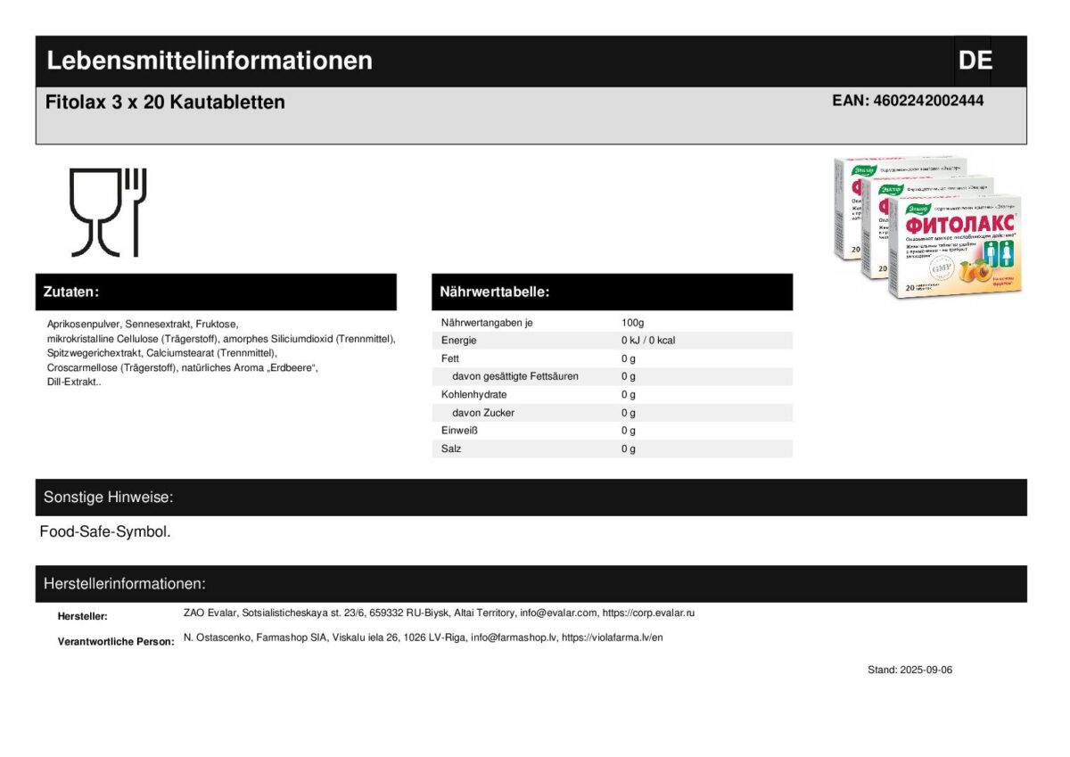 Fitolax Darmentleerung 3 x 20 Kautabletten