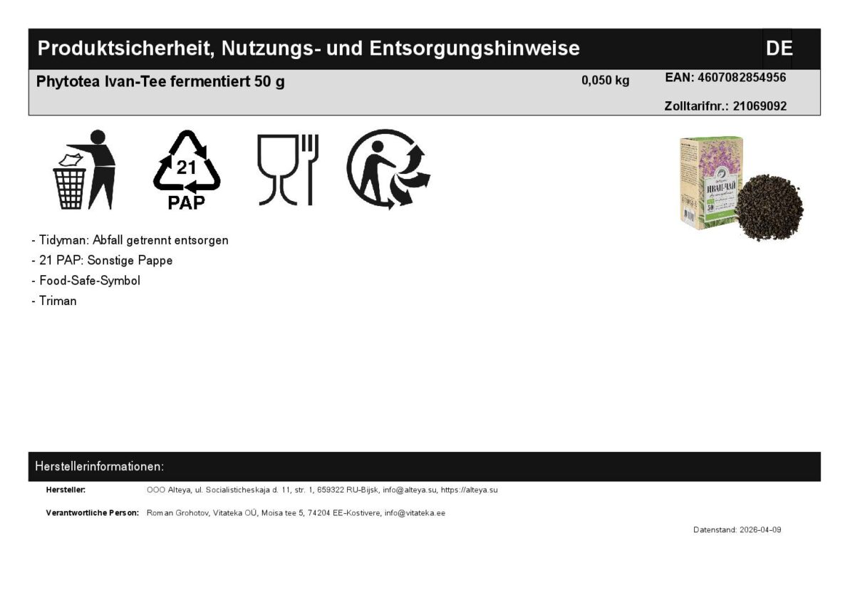 Phytotea Ivan Tee fermentiert und granuliert Weidenröschen 50 g