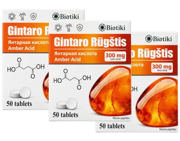 Bernsteinsäure Amber Acid Succinic Acid Biotiki 3 x 50 Tabletten